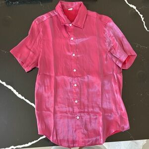 Men's Metallic Pink Short Sleeve Shirt